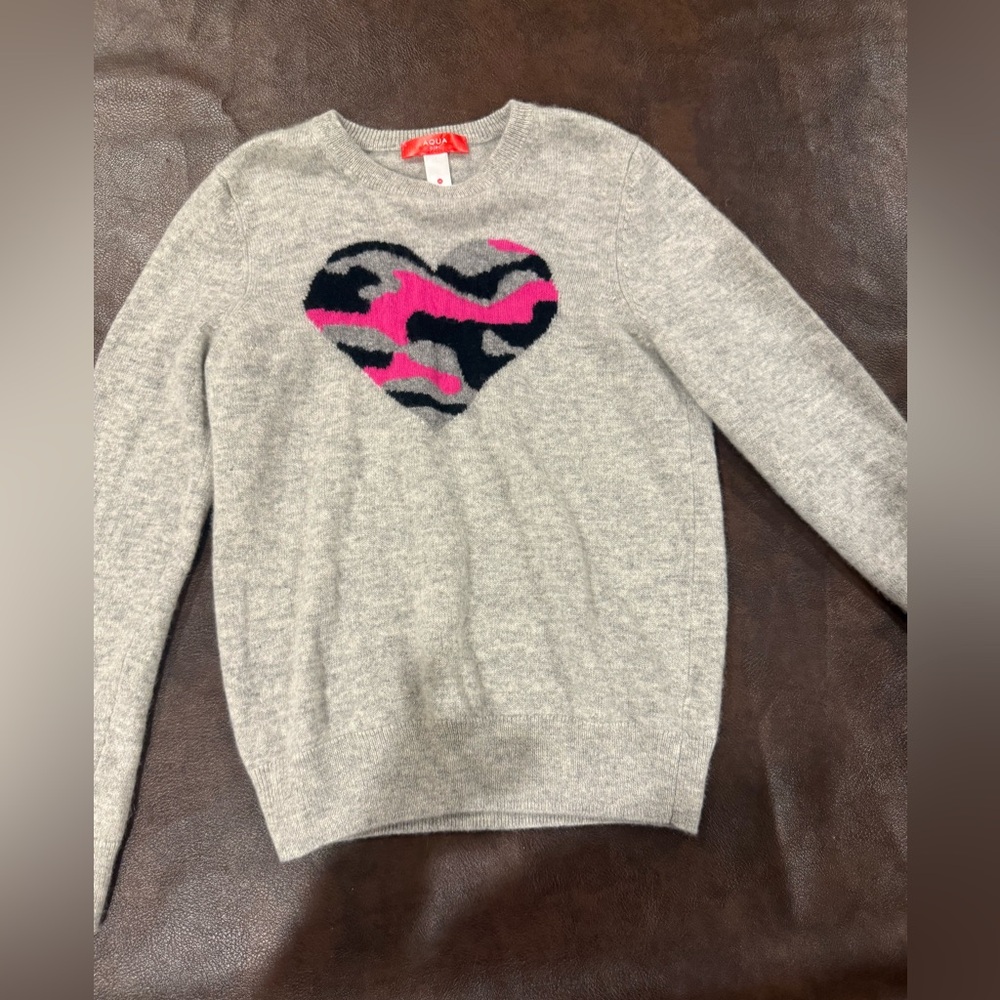 Aqua Girl Cashmere Heart Sweater. Size M
